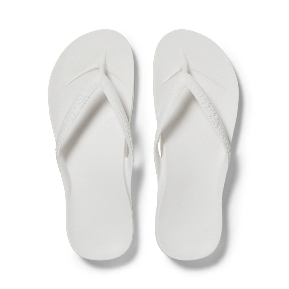 White Arch Support Flip Flops