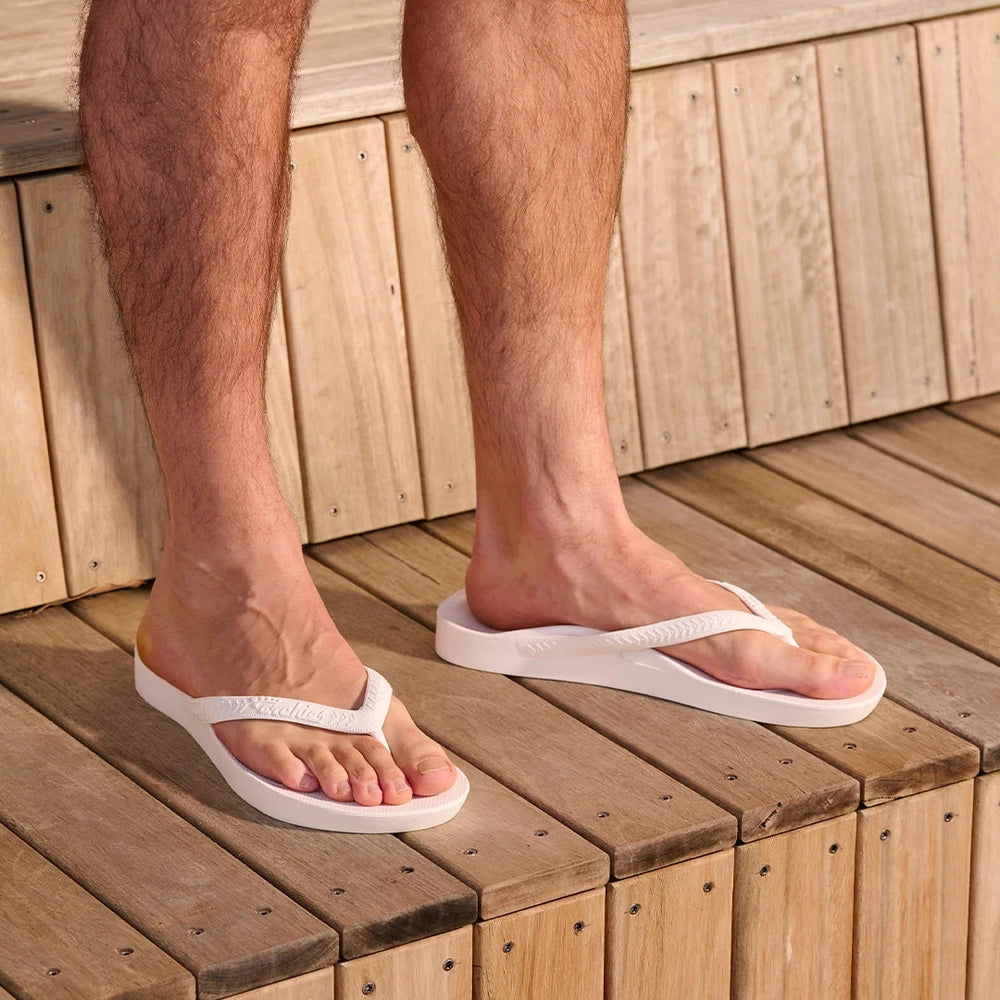 White Arch Support Flip Flops