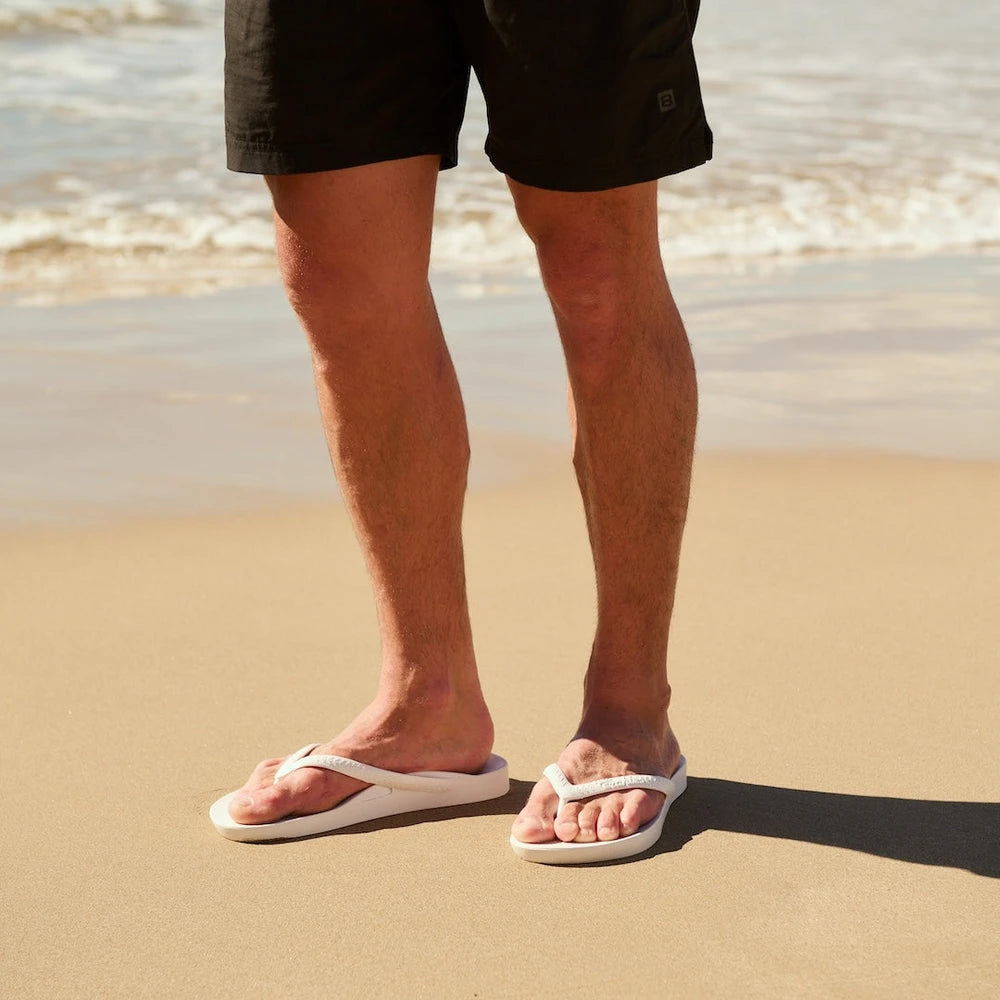White Arch Support Flip Flops