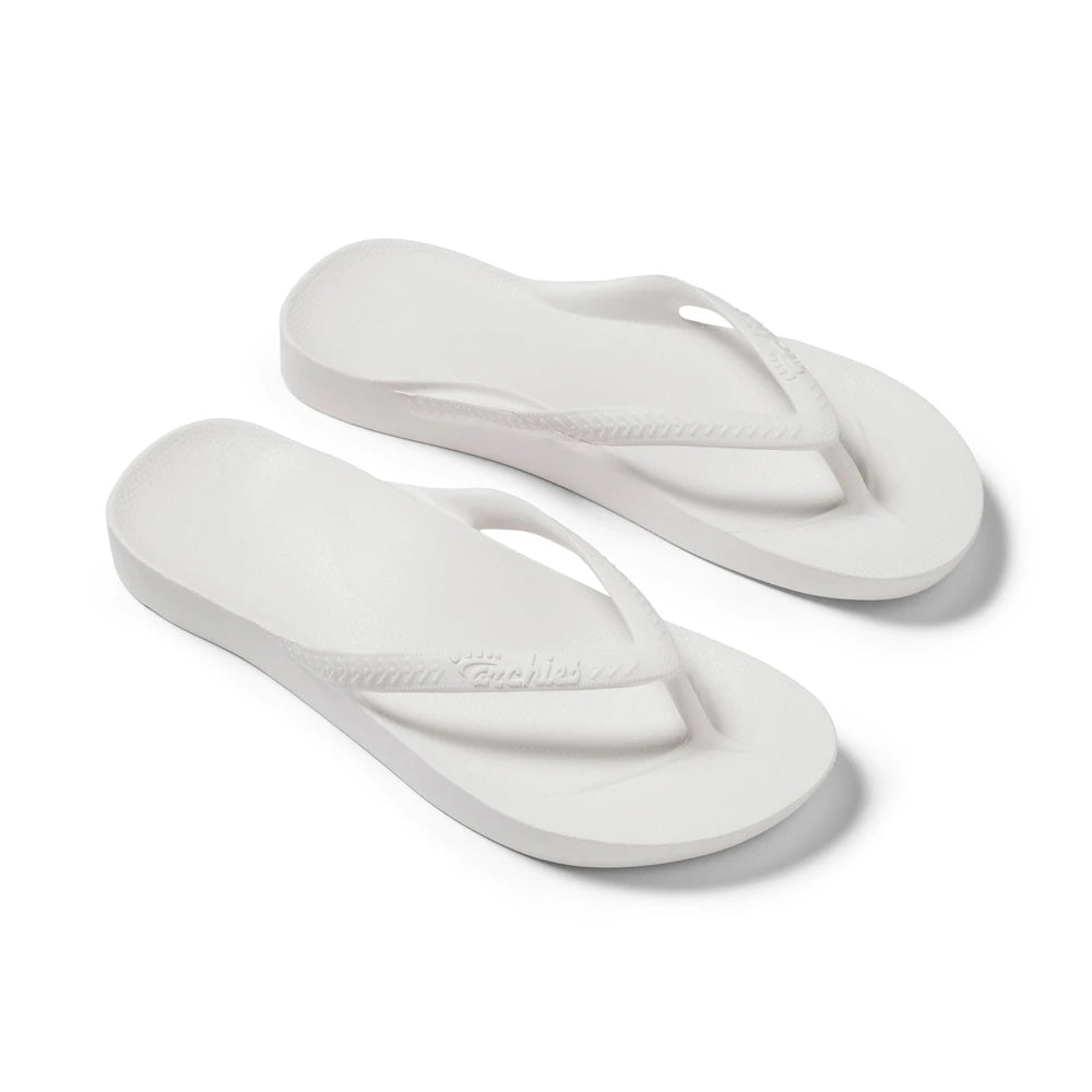 White Arch Support Flip Flops