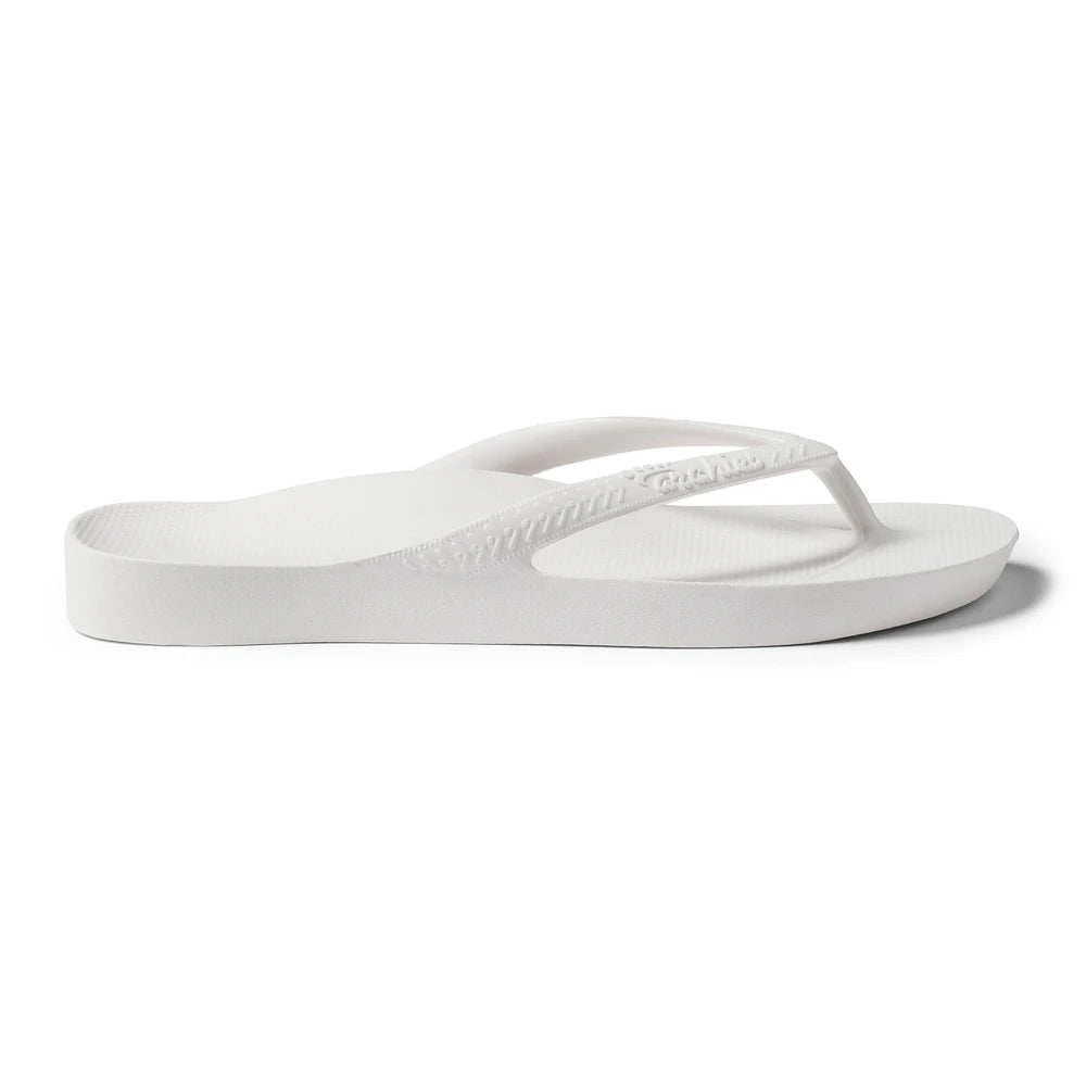 White Arch Support Flip Flops