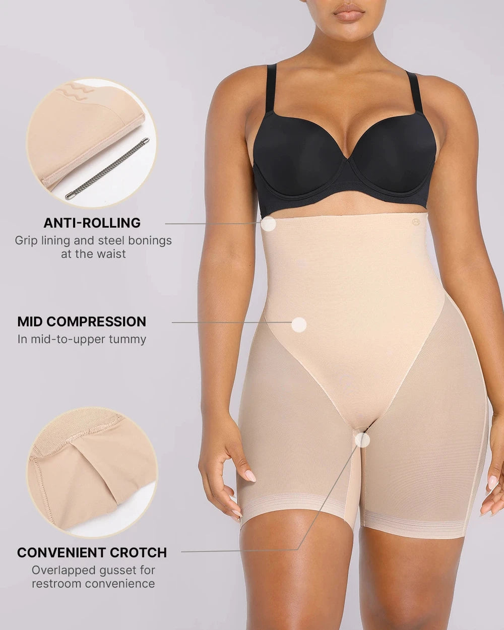 MeshSmooth High Waisted Mid Thigh Shaper Short