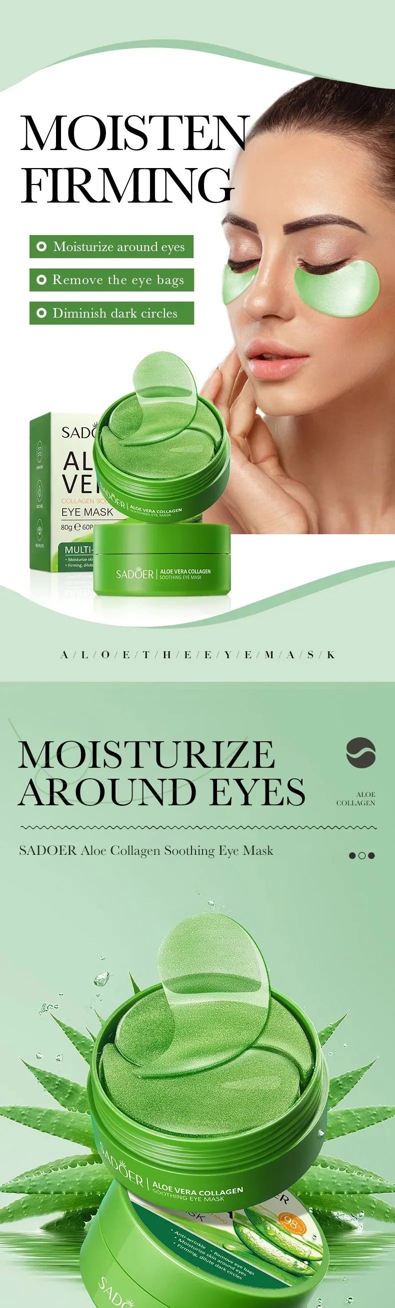 Parches Hidratantes de Aloe Vera para Ojos