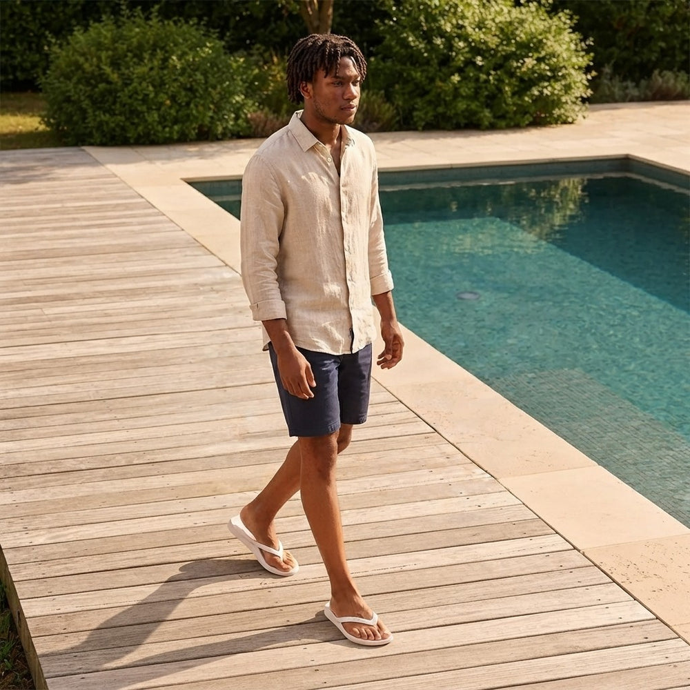 White Arch Support Flip Flops