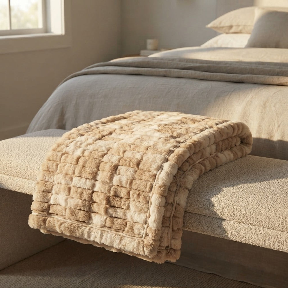 Caramel N Cream Faux Fur Blanket